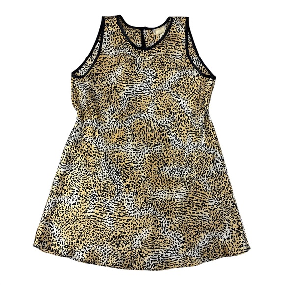 L.A Intimates Other - Vintage L.A. Intimates Dress Women's Medium Tan Leopard Satin A-lined 90s Grunge